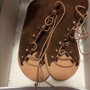 Ancient Greek Sandals Brown and Tan Bohemian Sandals